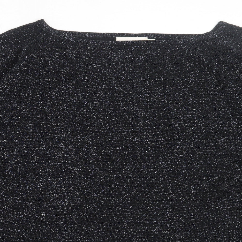 Bonmarché Womens Black Round Neck  Viscose Pullover Jumper Size L