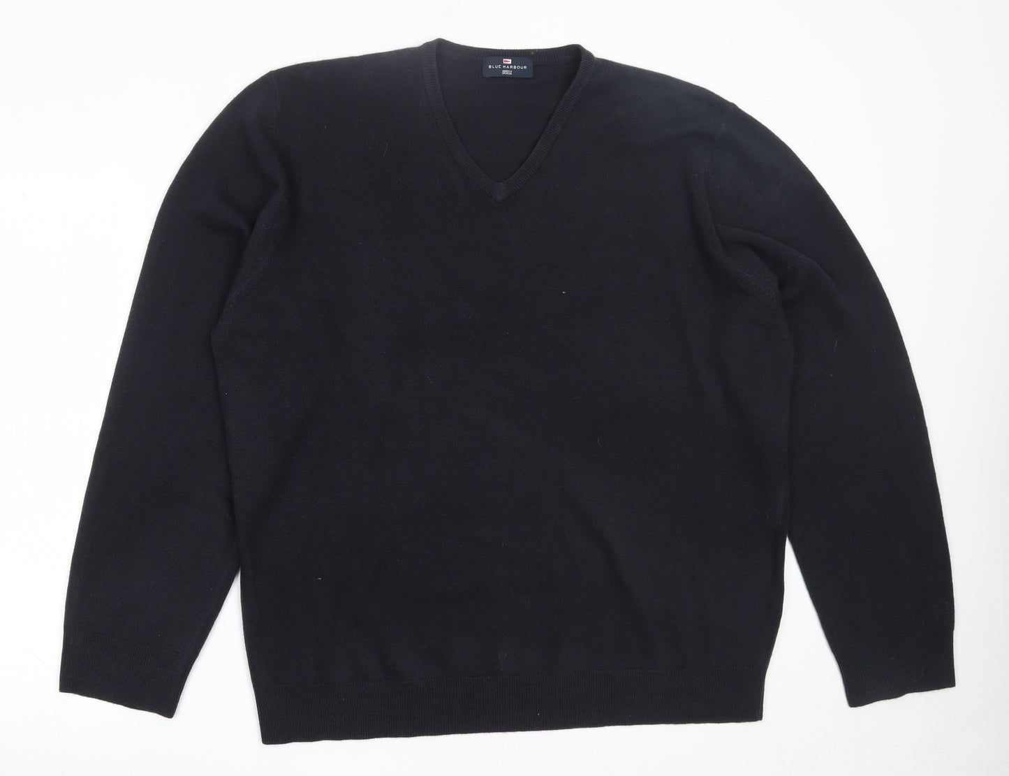Blue Harbour Mens Blue V-Neck  Acrylic Pullover Jumper Size 2XL