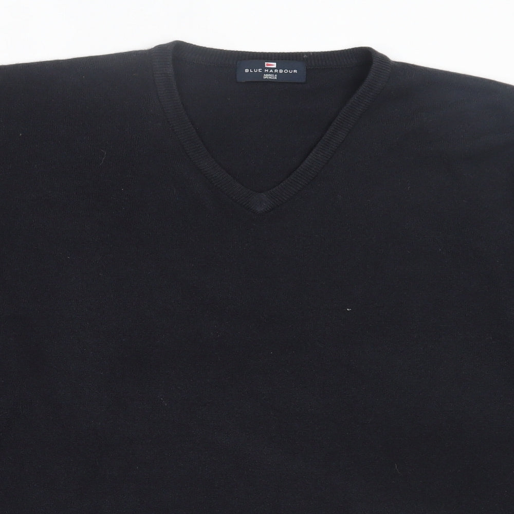 Blue Harbour Mens Blue V-Neck  Acrylic Pullover Jumper Size 2XL