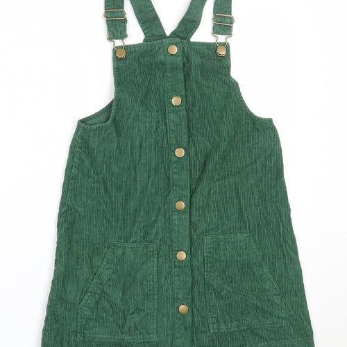 TU Girls Green  Cotton Pinafore/Dungaree Dress  Size 10 Years  Square Neck