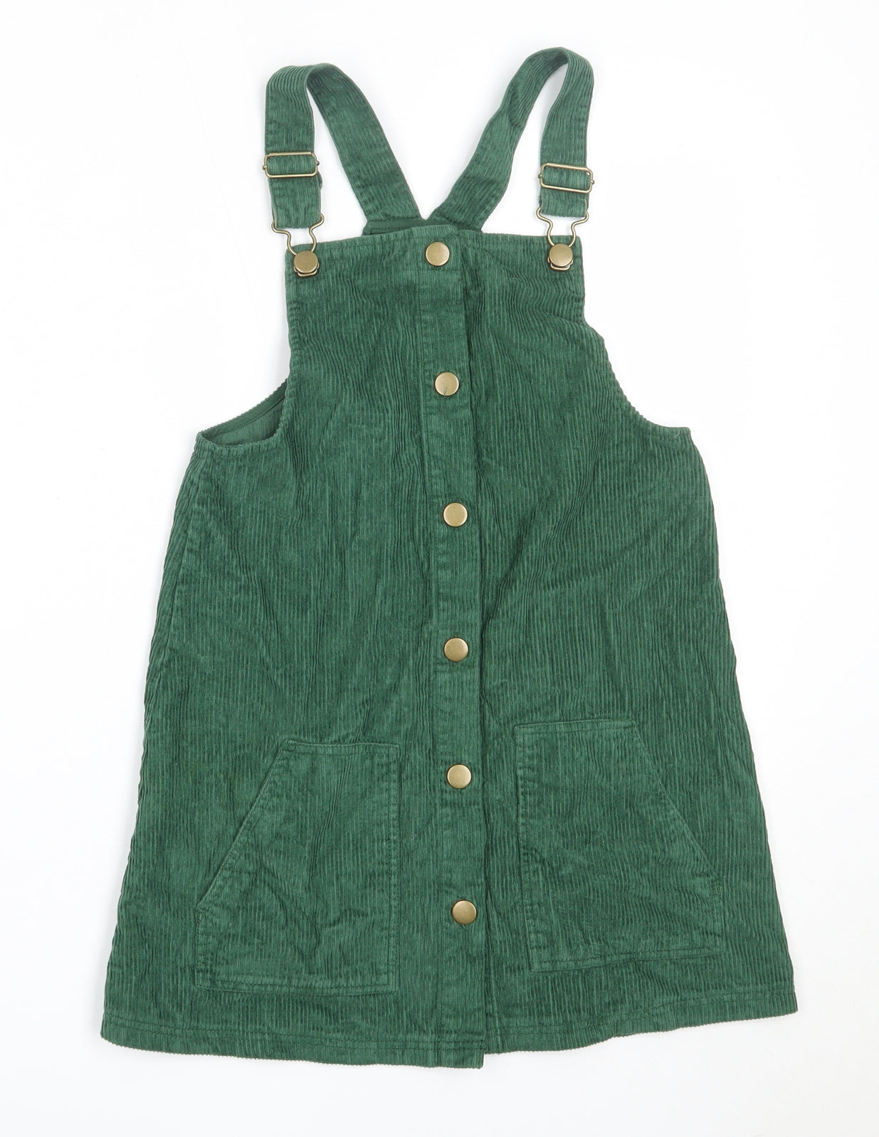 TU Girls Green  Cotton Pinafore/Dungaree Dress  Size 10 Years  Square Neck