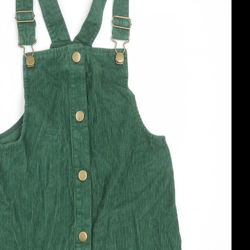 TU Girls Green  Cotton Pinafore/Dungaree Dress  Size 10 Years  Square Neck