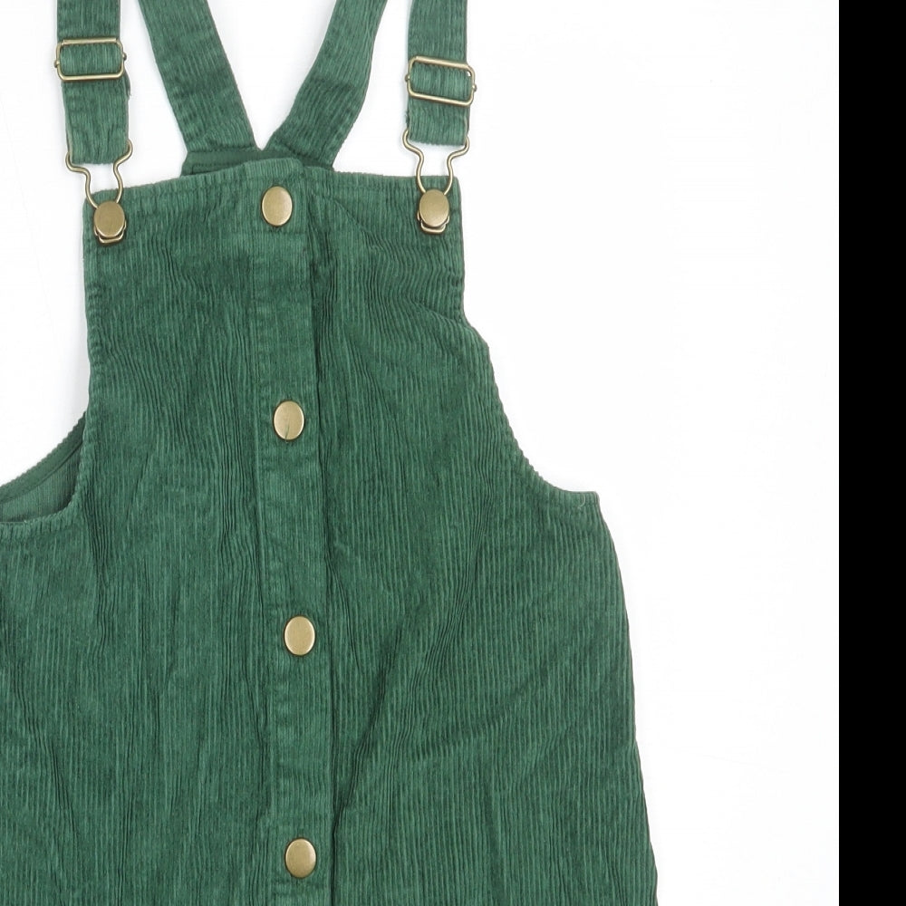 TU Girls Green  Cotton Pinafore/Dungaree Dress  Size 10 Years  Square Neck