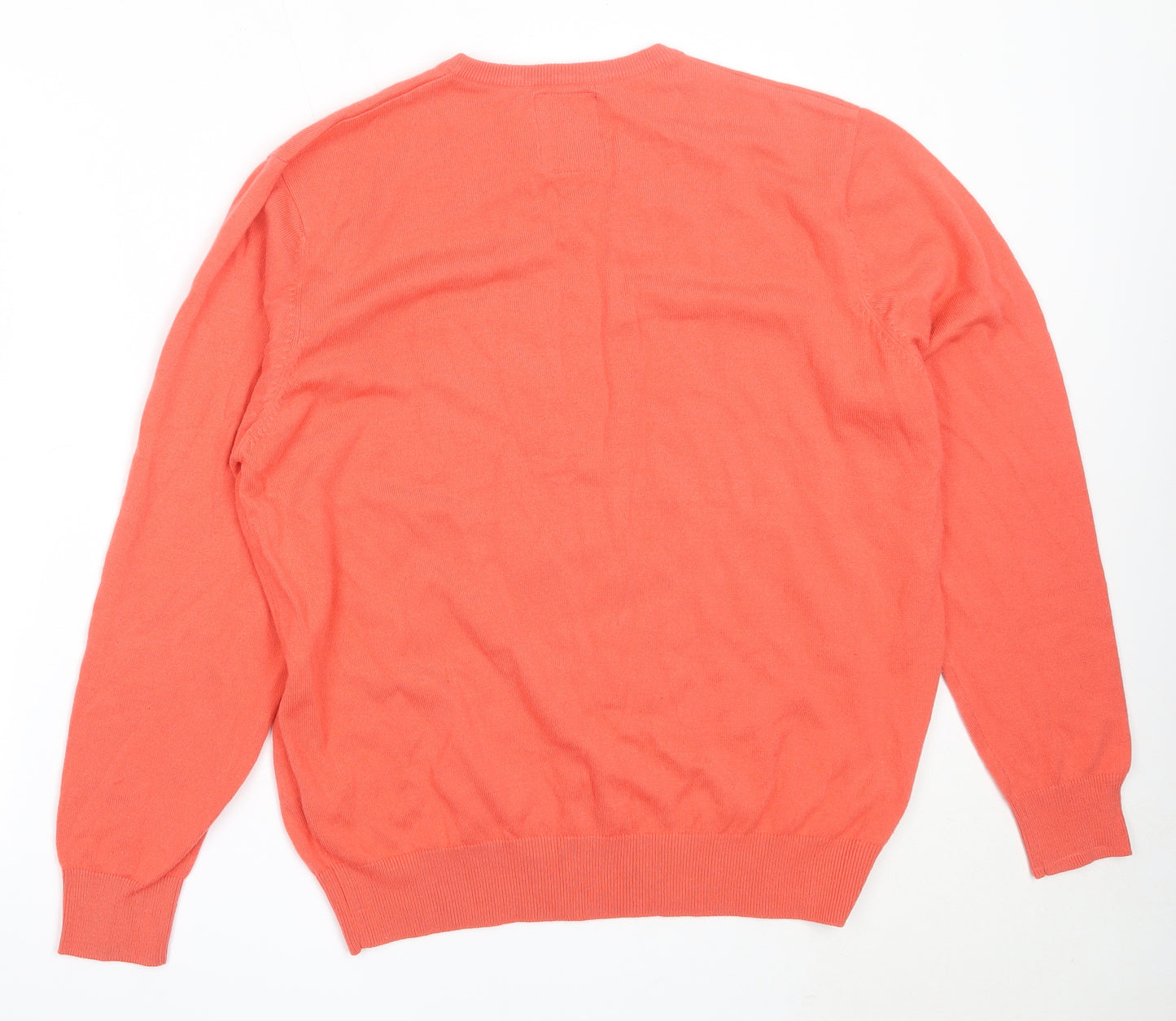S&C Mens Orange V-Neck  Acrylic Pullover Jumper Size XL