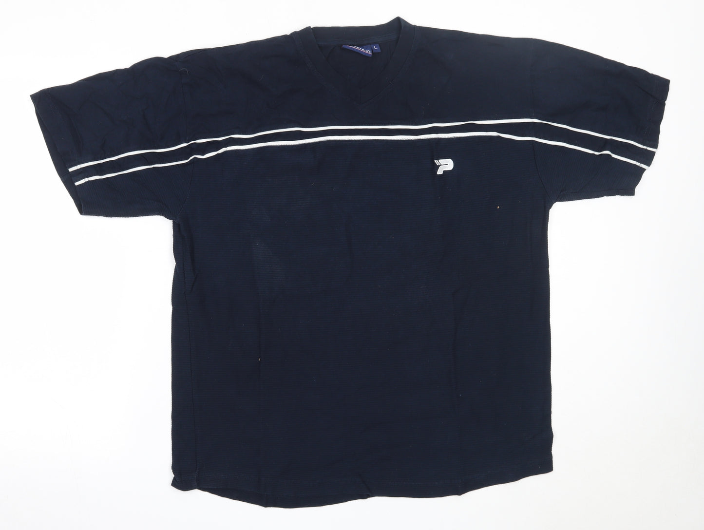 Patrick Mens Blue  Cotton  T-Shirt Size L V-Neck