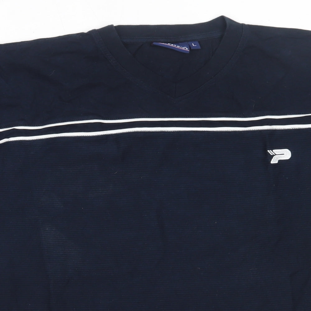 Patrick Mens Blue  Cotton  T-Shirt Size L V-Neck
