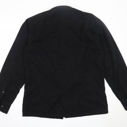 Refined Mens Black  Polyester  Button-Up Size L Collared