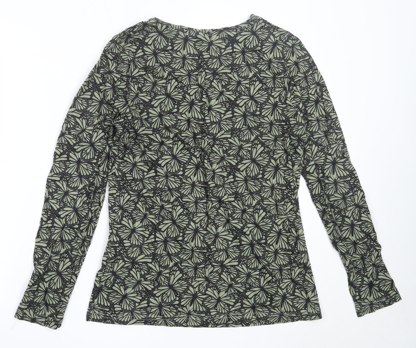 Pep&Co Womens Green  Cotton Basic T-Shirt Size 14 Round Neck