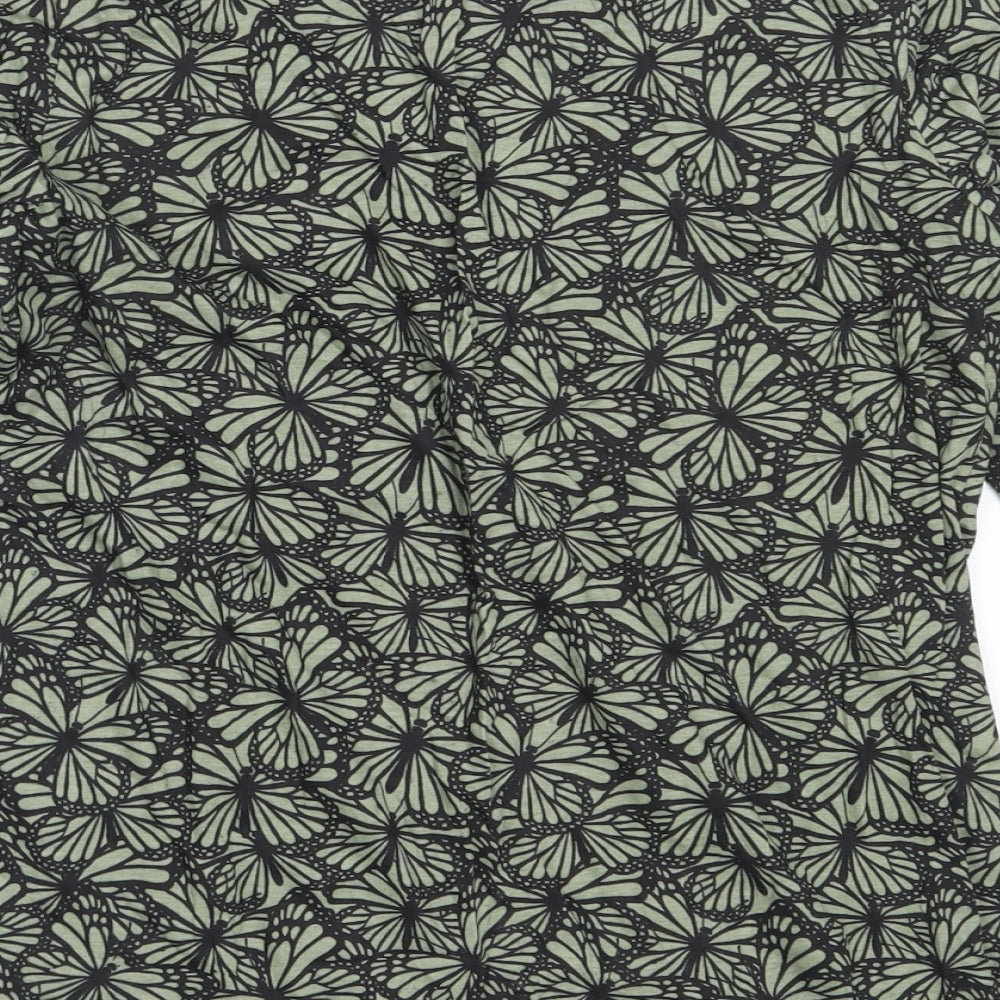 Pep&Co Womens Green  Cotton Basic T-Shirt Size 14 Round Neck