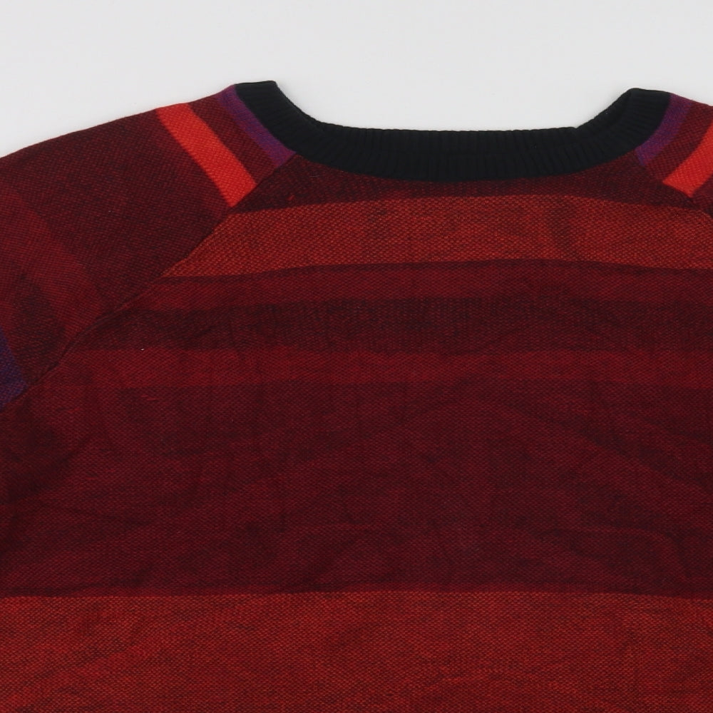 JACK & JONES Mens Red Crew Neck Striped Cotton Pullover Jumper Size 2XL