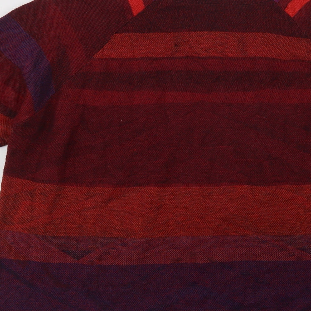 JACK & JONES Mens Red Crew Neck Striped Cotton Pullover Jumper Size 2XL
