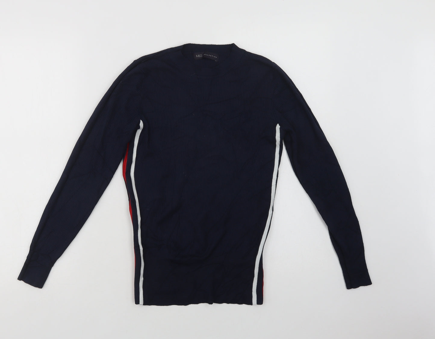Marks and Spencer Womens Blue Crew Neck  Viscose Pullover Jumper Size 12
