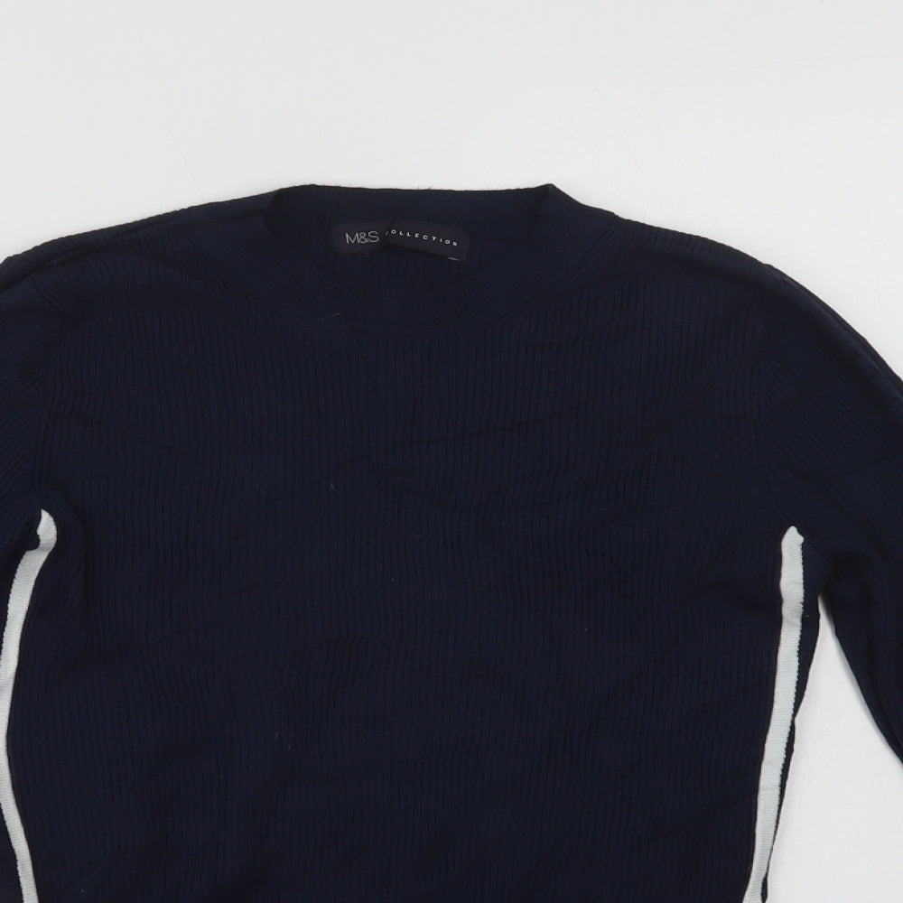 Marks and Spencer Womens Blue Crew Neck  Viscose Pullover Jumper Size 12
