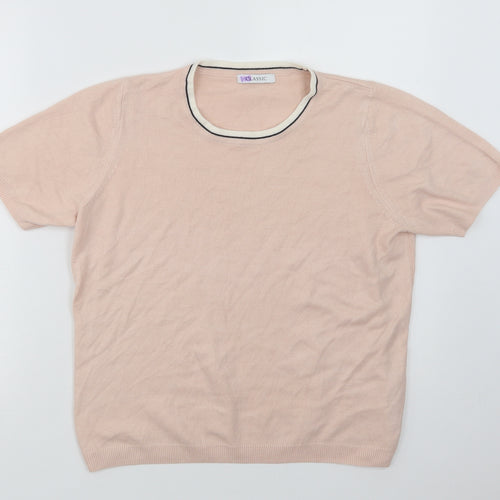 Marks and Spencer Womens Pink Crew Neck  Acrylic Pullover Jumper Size 14