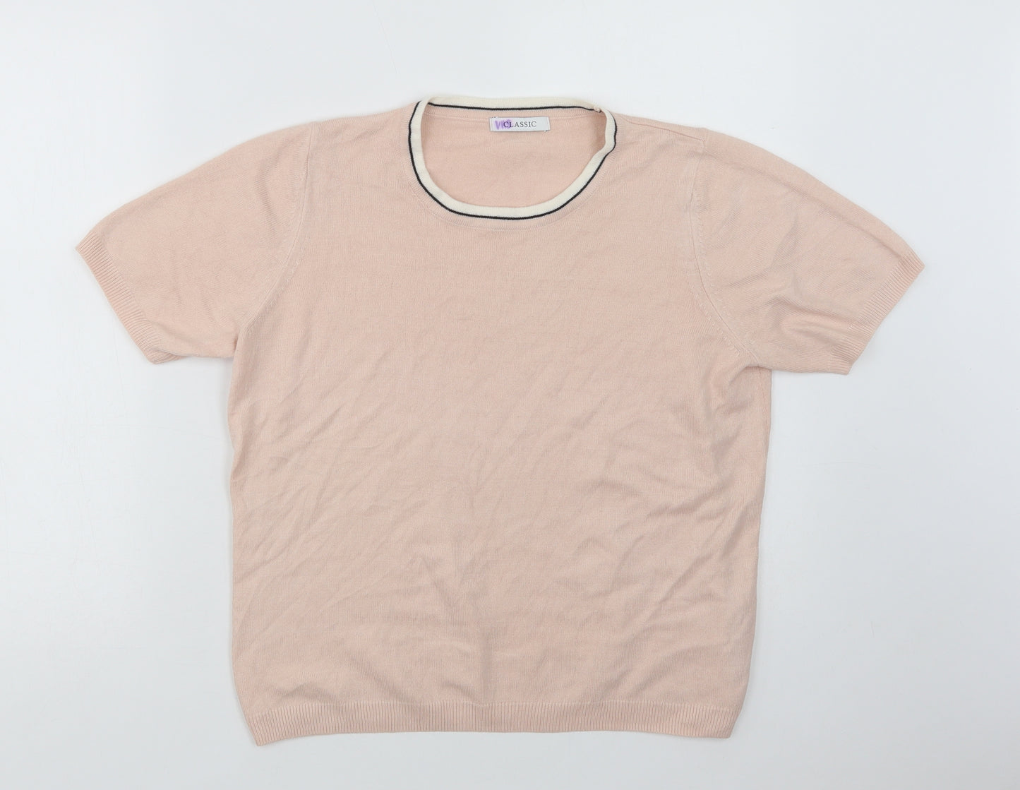 Marks and Spencer Womens Pink Crew Neck  Acrylic Pullover Jumper Size 14