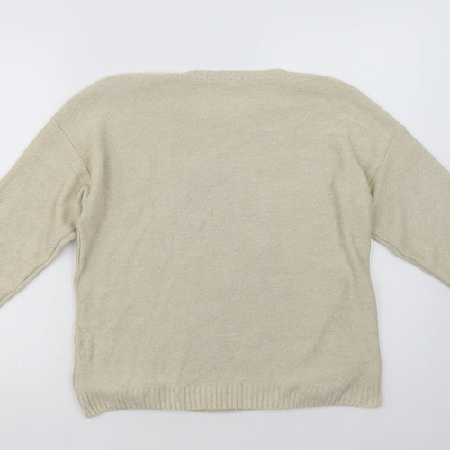 George Womens Beige Crew Neck  Acrylic Pullover Jumper Size 12   - Rose