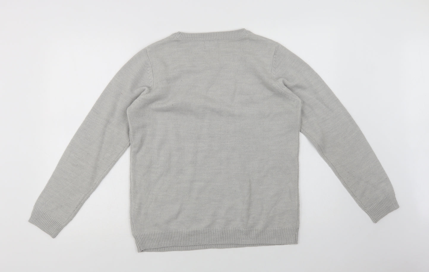 F&F Womens Grey Crew Neck  Acrylic Pullover Jumper Size 12   - Christmas Jumper
