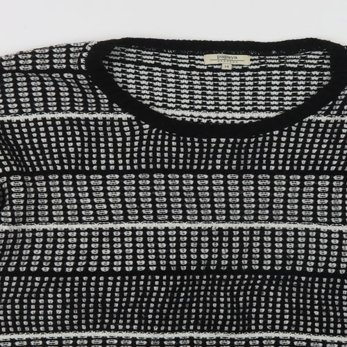 Papaya Womens Black Crew Neck Geometric Acrylic Pullover Jumper Size 14