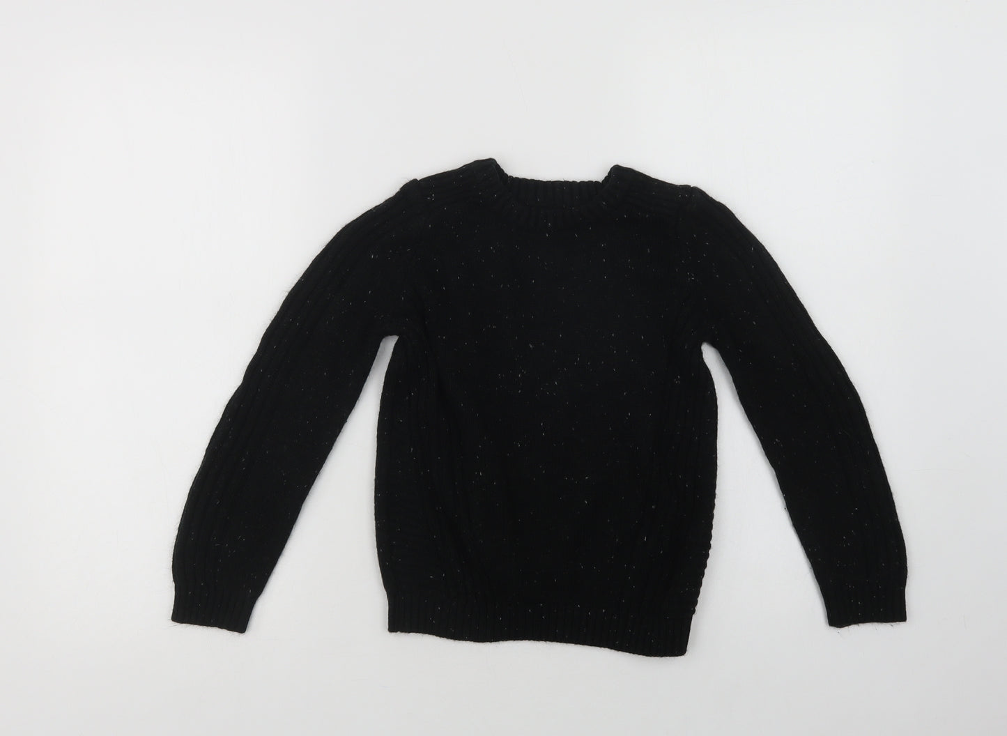 George Boys Black Crew Neck  Acrylic Pullover Jumper Size 7-8 Years