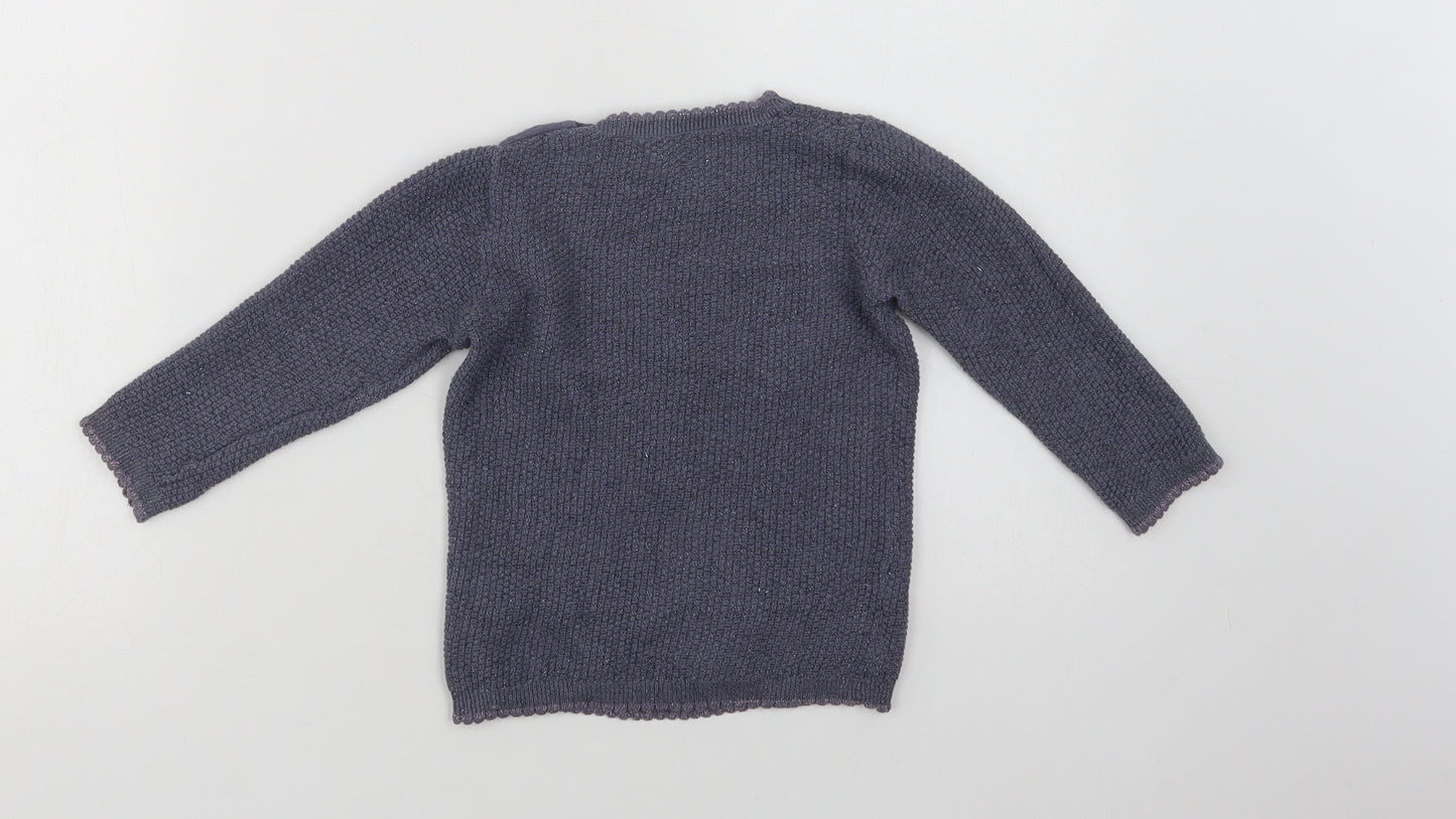 George Baby Grey  Cotton Pullover Jumper Size 18-24 Months  Button - Bunny