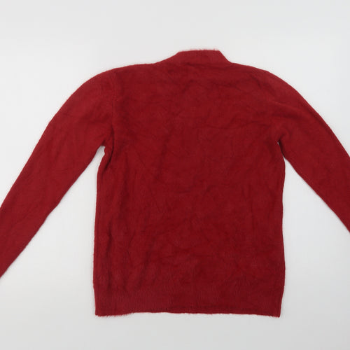 Preworn Womens Red Crew Neck  Acrylic Shrug Jumper Size M