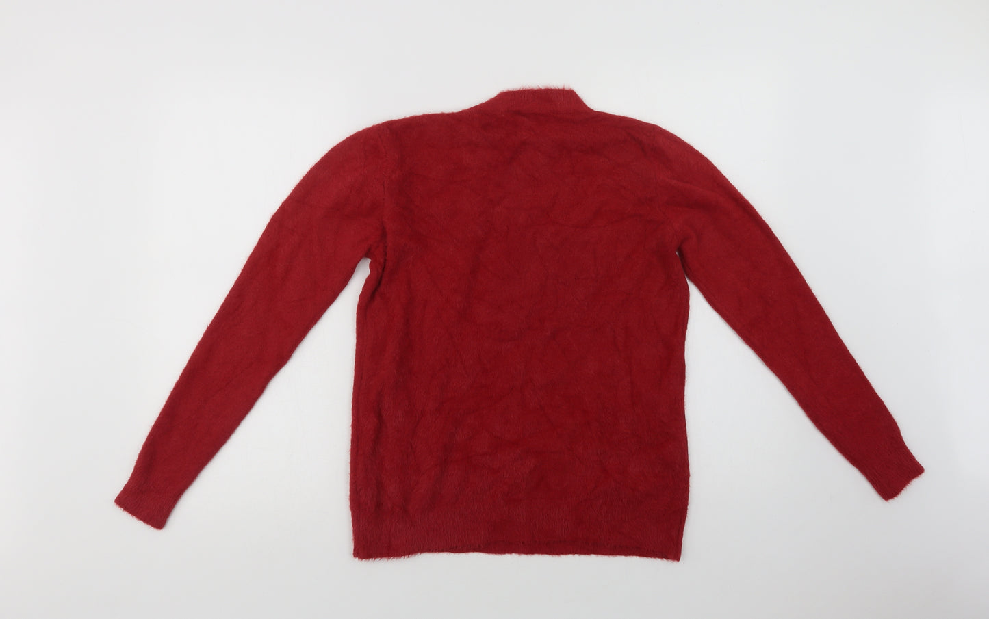 Preworn Womens Red Crew Neck  Acrylic Shrug Jumper Size M