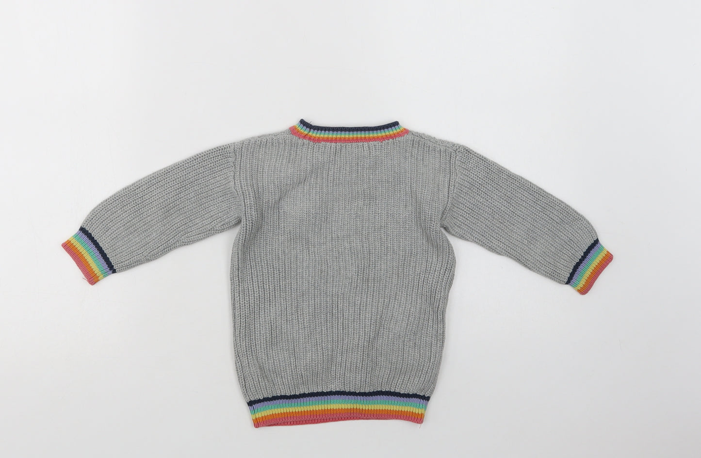NEXT Baby Grey Striped Cotton Pullover Jumper Size 12-18 Months   - Cloud