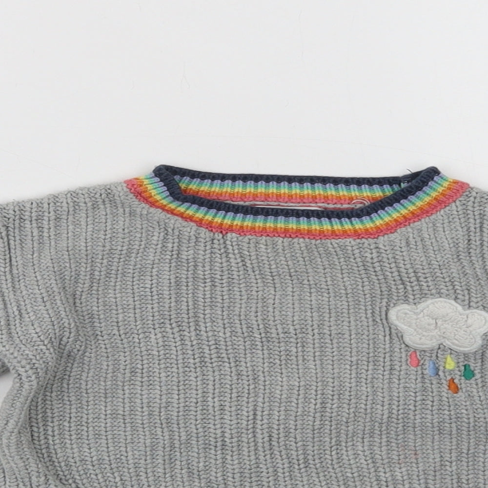 NEXT Baby Grey Striped Cotton Pullover Jumper Size 12-18 Months   - Cloud