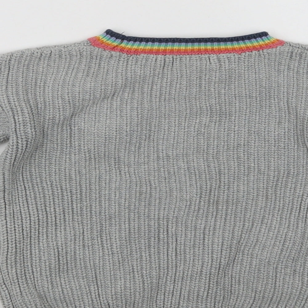 NEXT Baby Grey Striped Cotton Pullover Jumper Size 12-18 Months   - Cloud