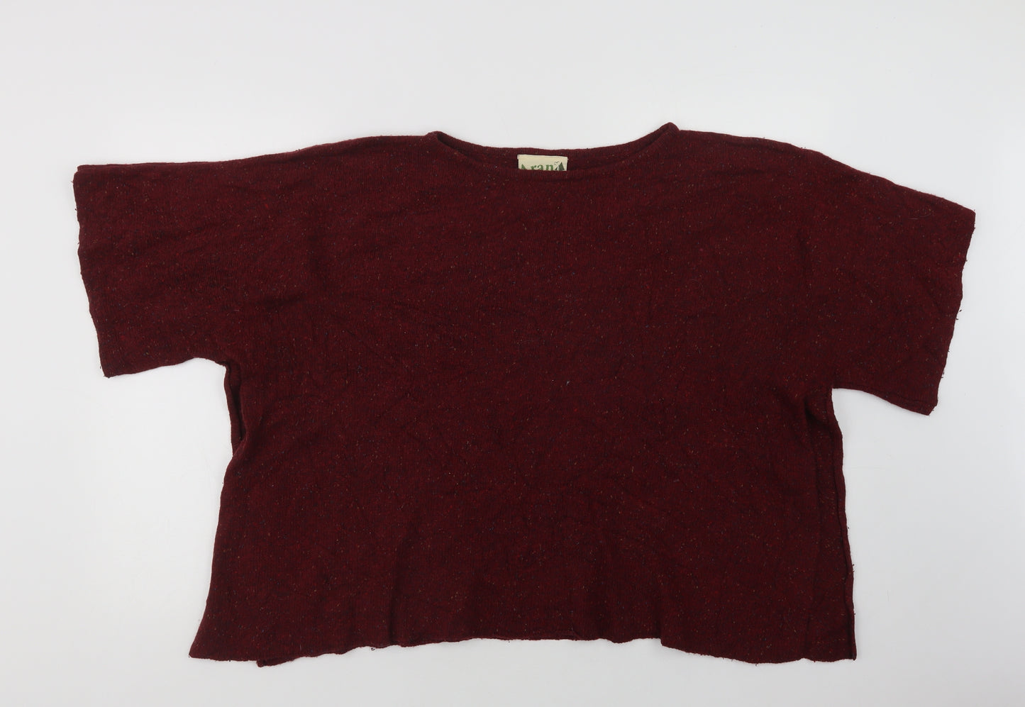 Aran Woolen Mills Womens Purple Crew Neck  Wool Pullover Jumper Size XL