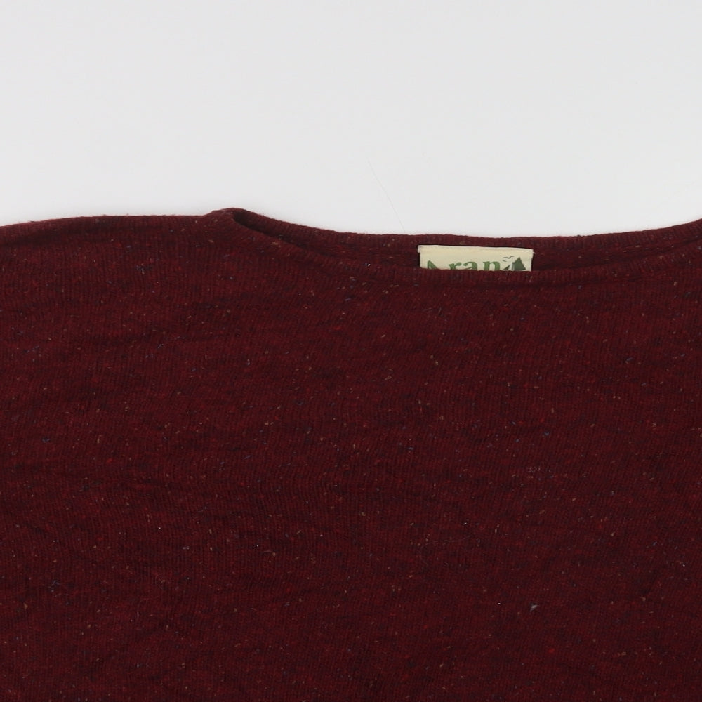 Aran Woolen Mills Womens Purple Crew Neck  Wool Pullover Jumper Size XL
