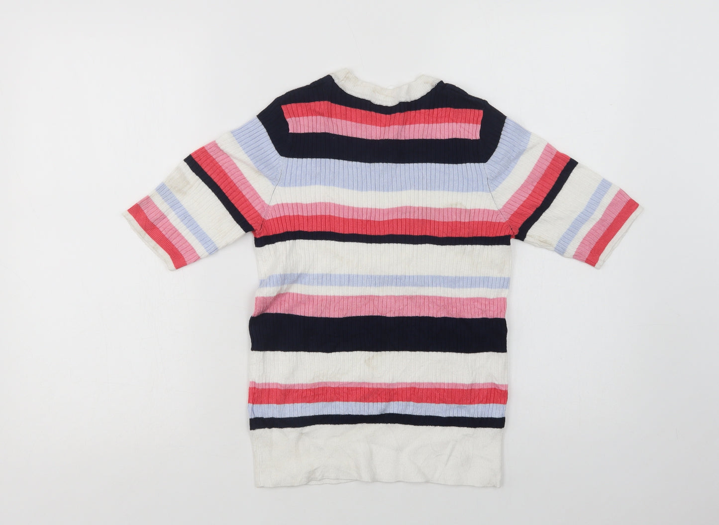 Marks and Spencer Womens Multicoloured Crew Neck Striped Viscose Pullover Jumper Size 12