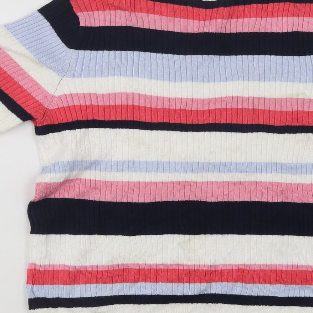 Marks and Spencer Womens Multicoloured Crew Neck Striped Viscose Pullover Jumper Size 12