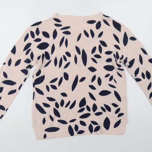 Marks and Spencer Womens Pink Crew Neck Floral Acrylic Pullover Jumper Size 12