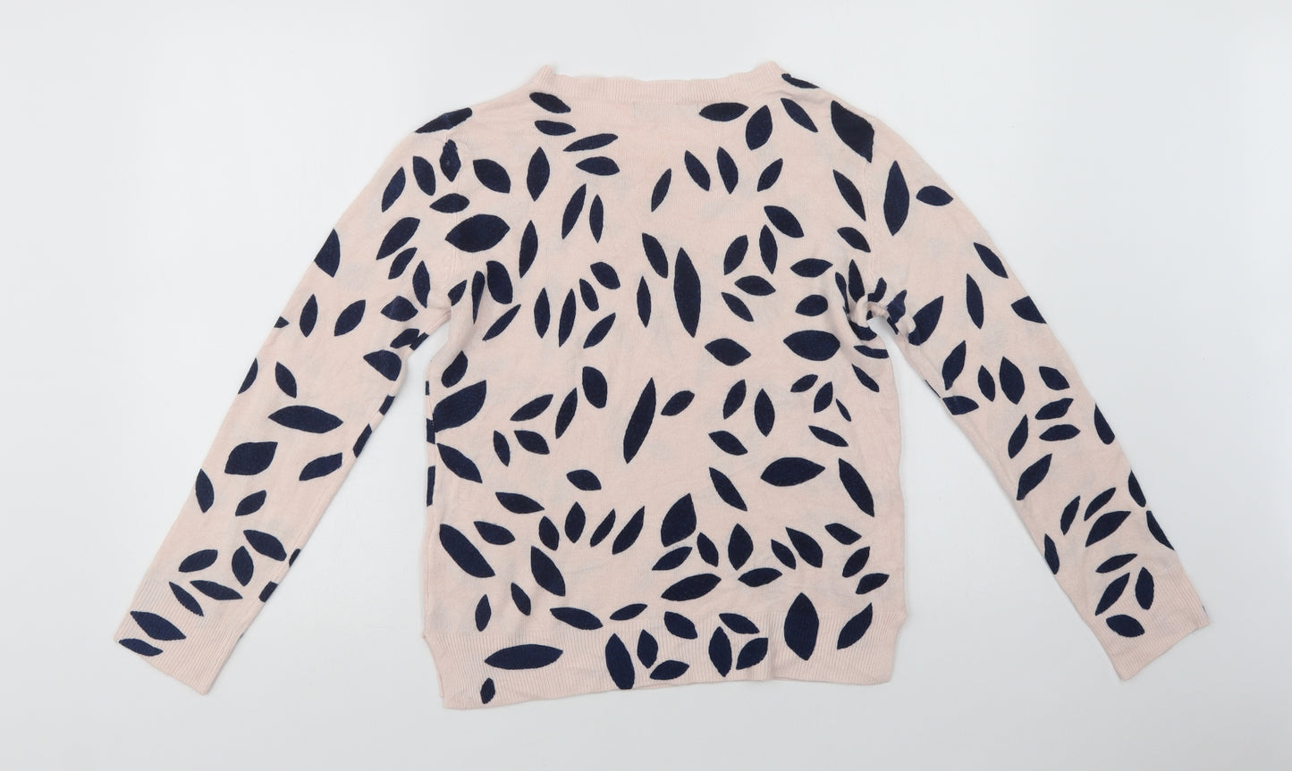 Marks and Spencer Womens Pink Crew Neck Floral Acrylic Pullover Jumper Size 12
