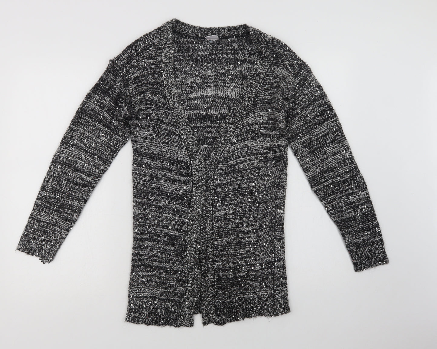 VERO MODA Womens Grey V-Neck  Acrylic Cardigan Jumper Size S