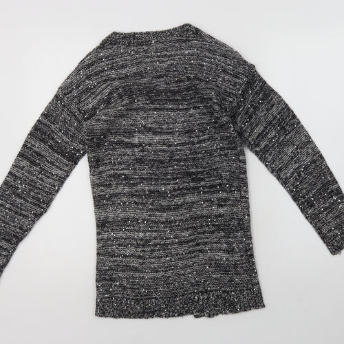 VERO MODA Womens Grey V-Neck  Acrylic Cardigan Jumper Size S