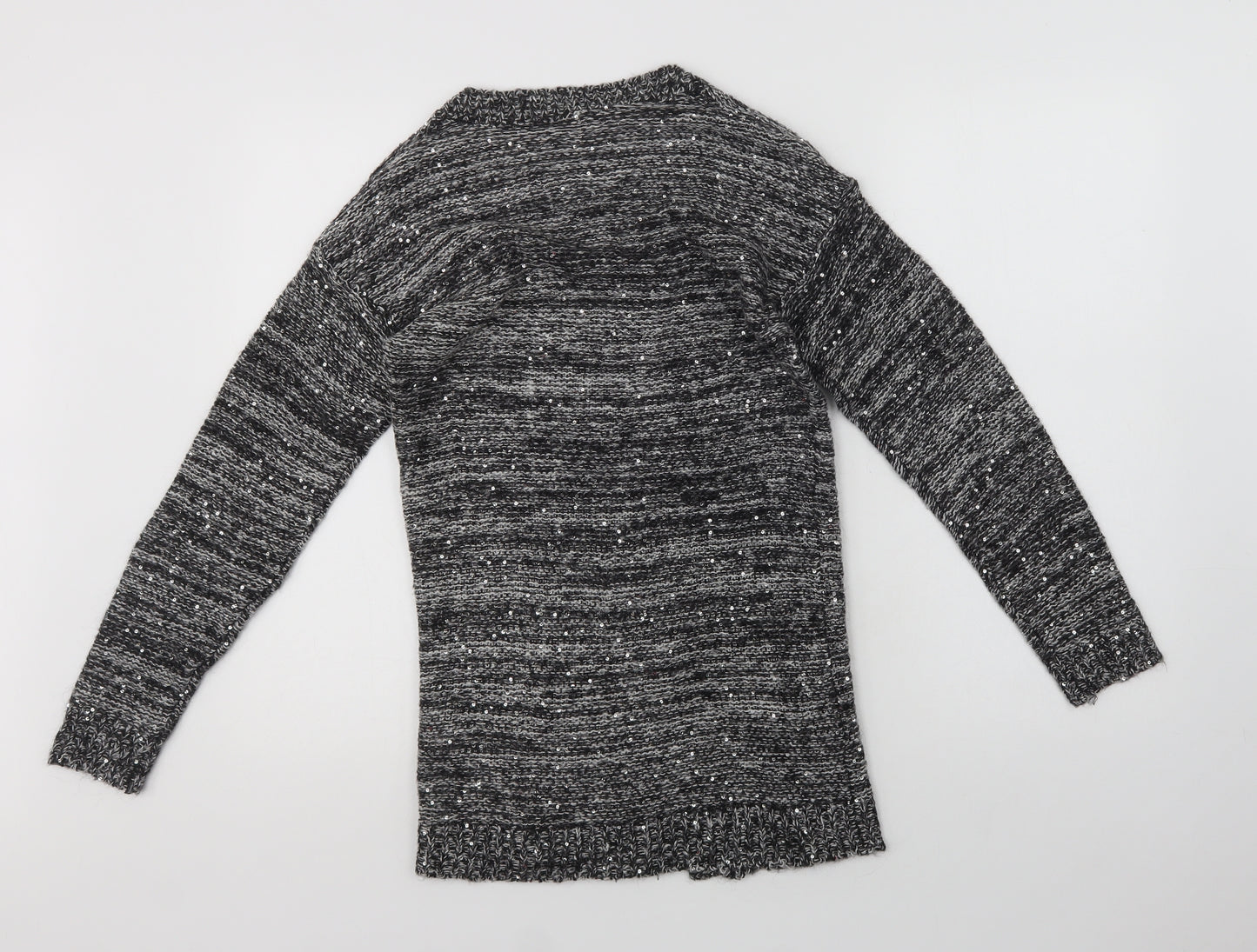 VERO MODA Womens Grey V-Neck  Acrylic Cardigan Jumper Size S