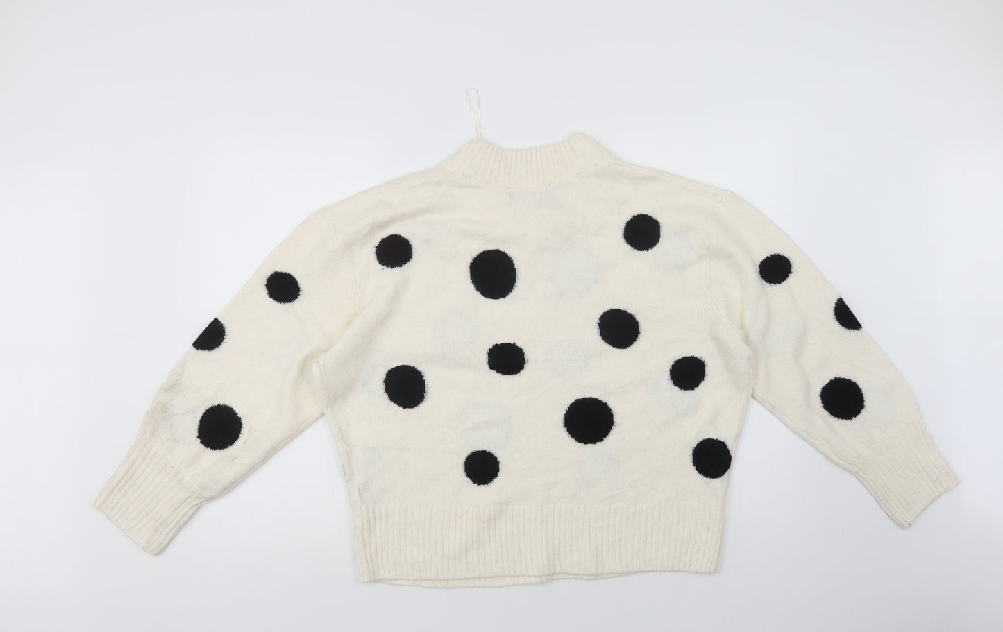 Marks and Spencer Womens Ivory Crew Neck Polka Dot Acrylic Pullover Jumper Size L