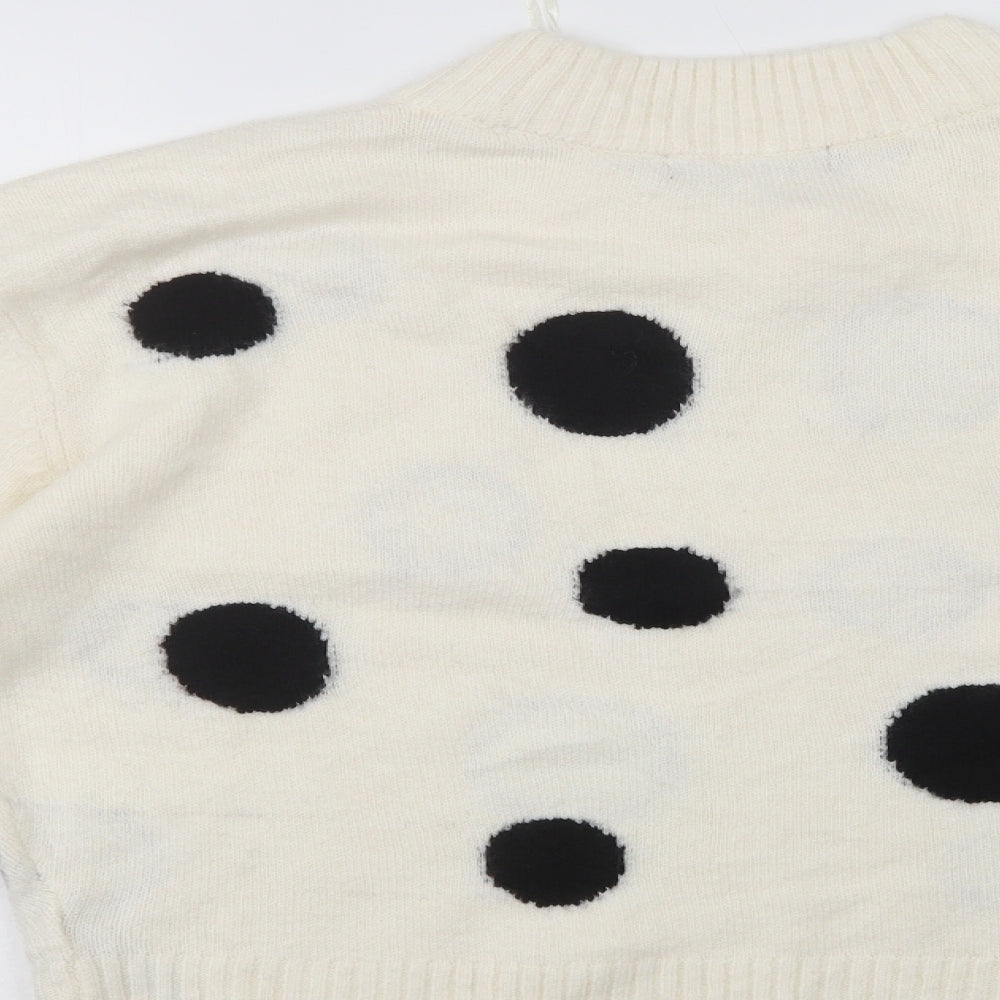 Marks and Spencer Womens Ivory Crew Neck Polka Dot Acrylic Pullover Jumper Size L