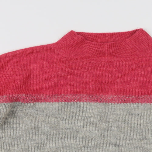 M & Co Womens Multicoloured Mock Neck Striped Acrylic Pullover Jumper Size 8