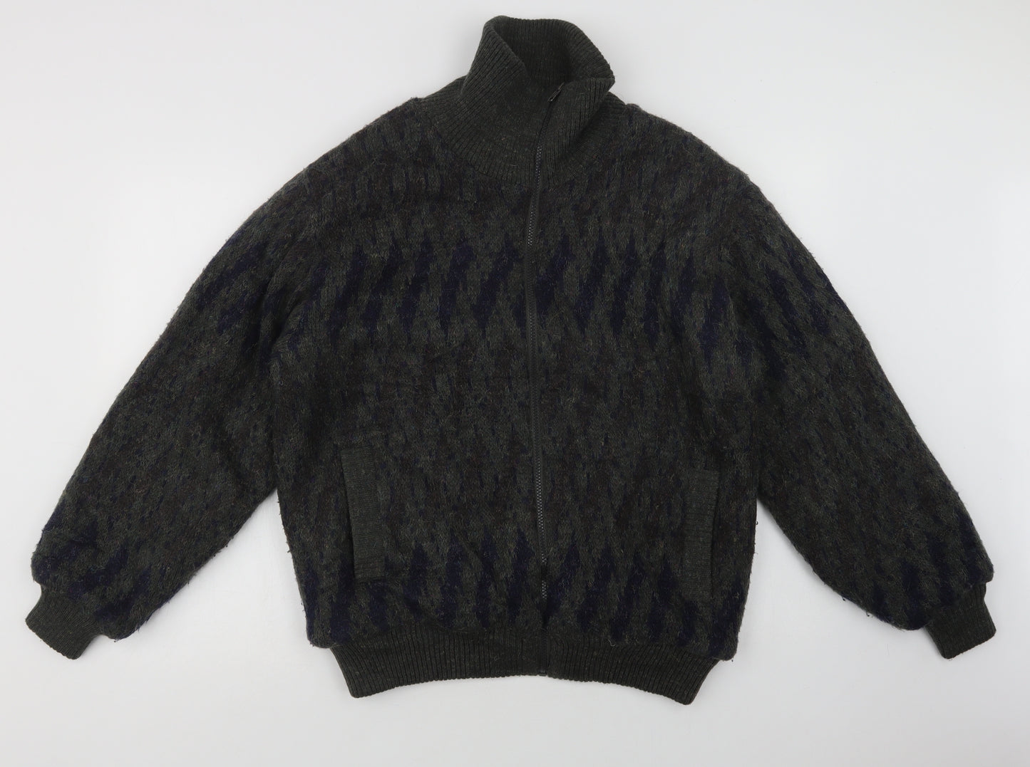 Ashes Mens Green Geometric  Jacket Coat Size M  Zip - Fluffy Lining