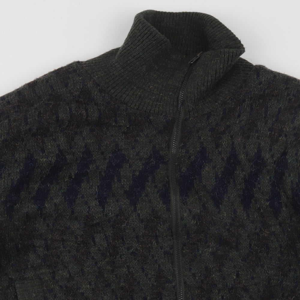 Ashes Mens Green Geometric  Jacket Coat Size M  Zip - Fluffy Lining