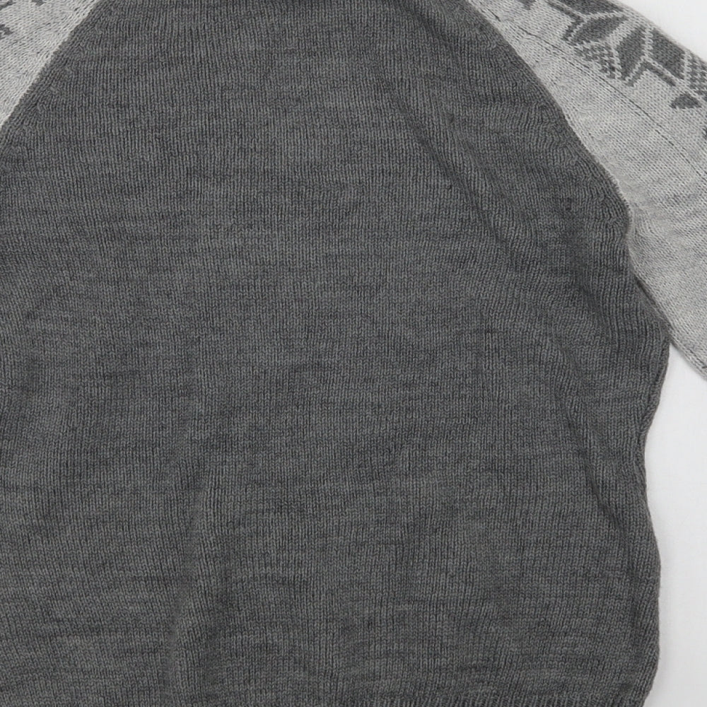 Crane Womens Grey Collared  Acrylic Henley Jumper Size 10   - Snowflakes