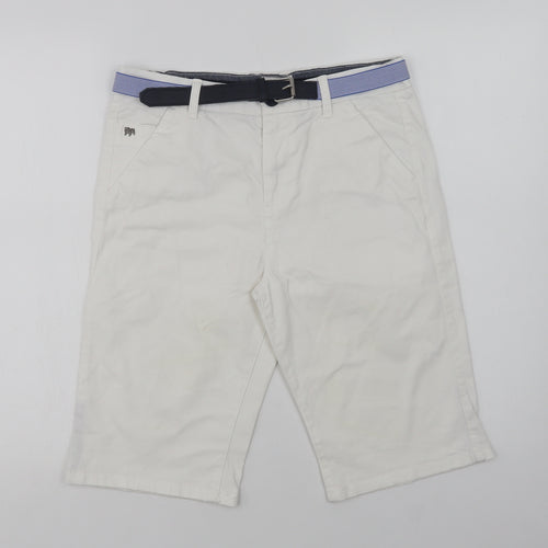 Jasper Conran Girls White  Cotton Chino Shorts Size 14 Years  Regular Buckle