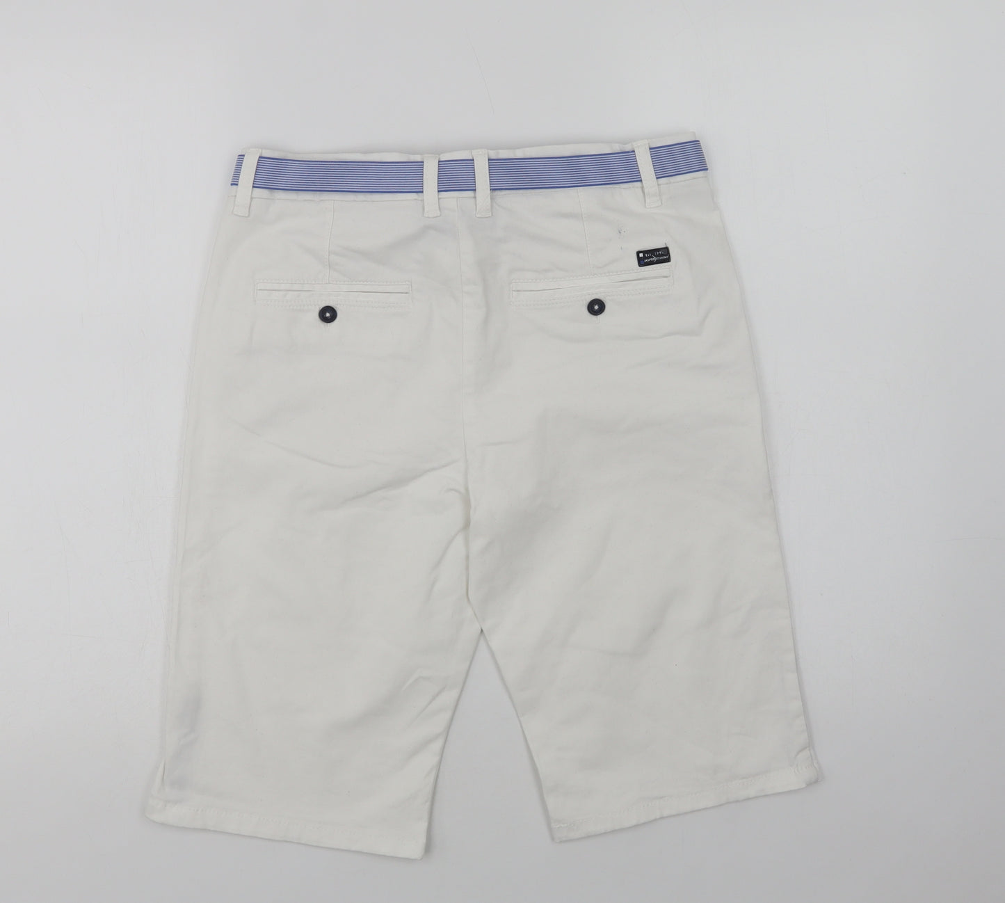 Jasper Conran Girls White  Cotton Chino Shorts Size 14 Years  Regular Buckle