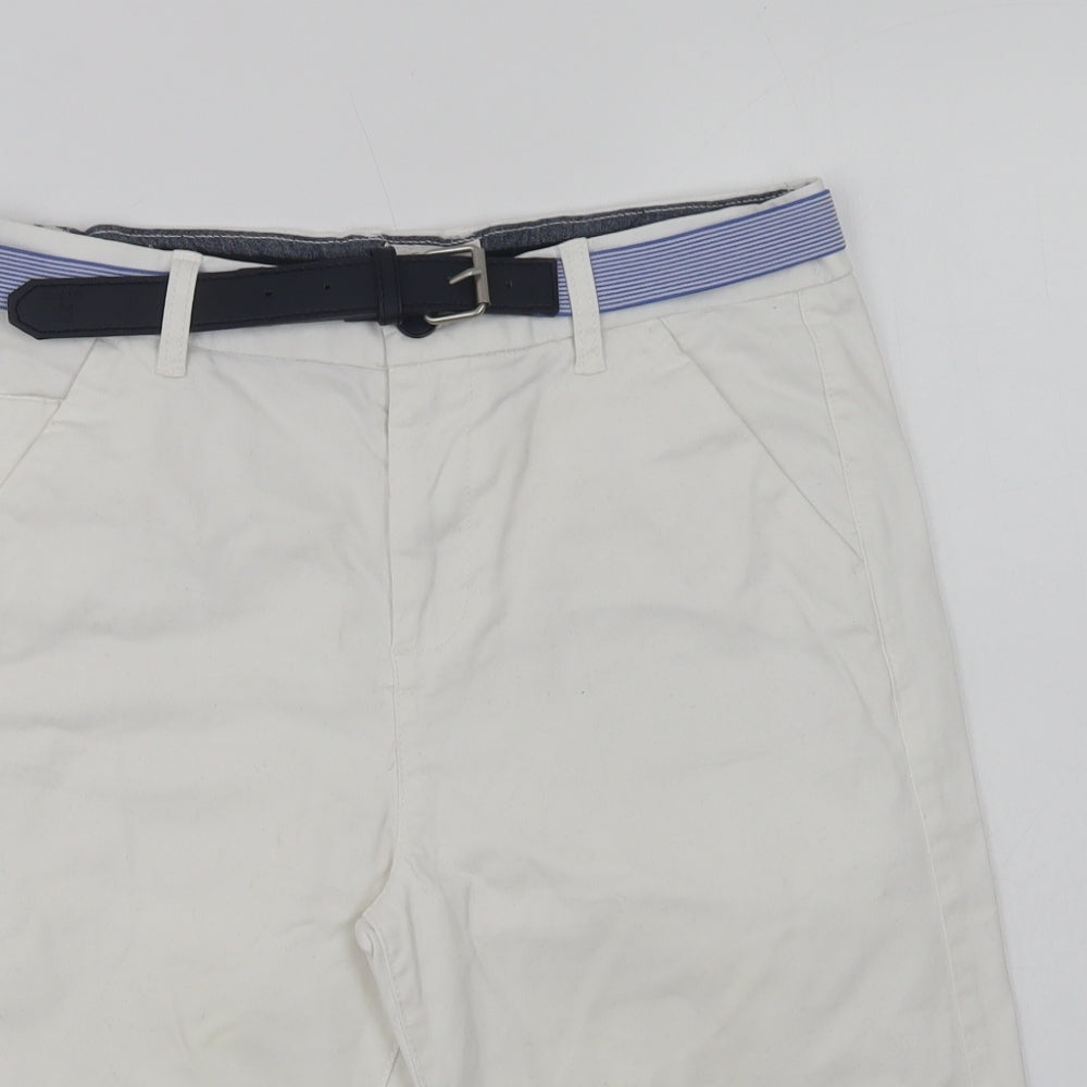 Jasper Conran Girls White  Cotton Chino Shorts Size 14 Years  Regular Buckle