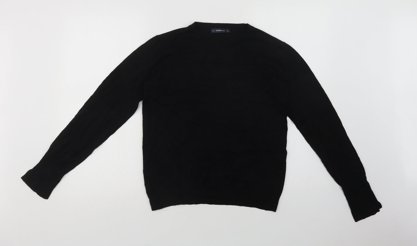 Zara Womens Black Crew Neck  Viscose Pullover Jumper Size L