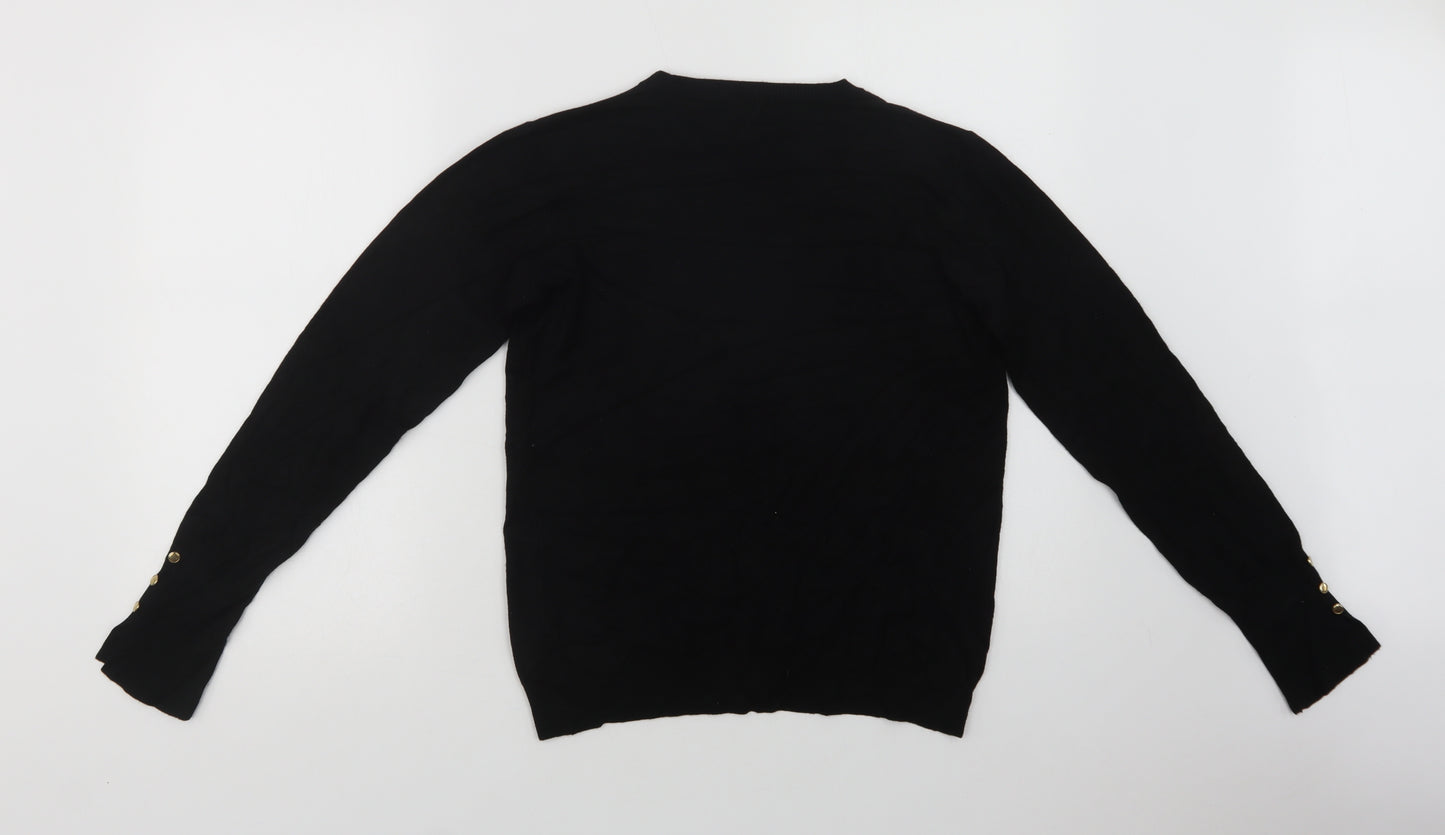 Zara Womens Black Crew Neck  Viscose Pullover Jumper Size L