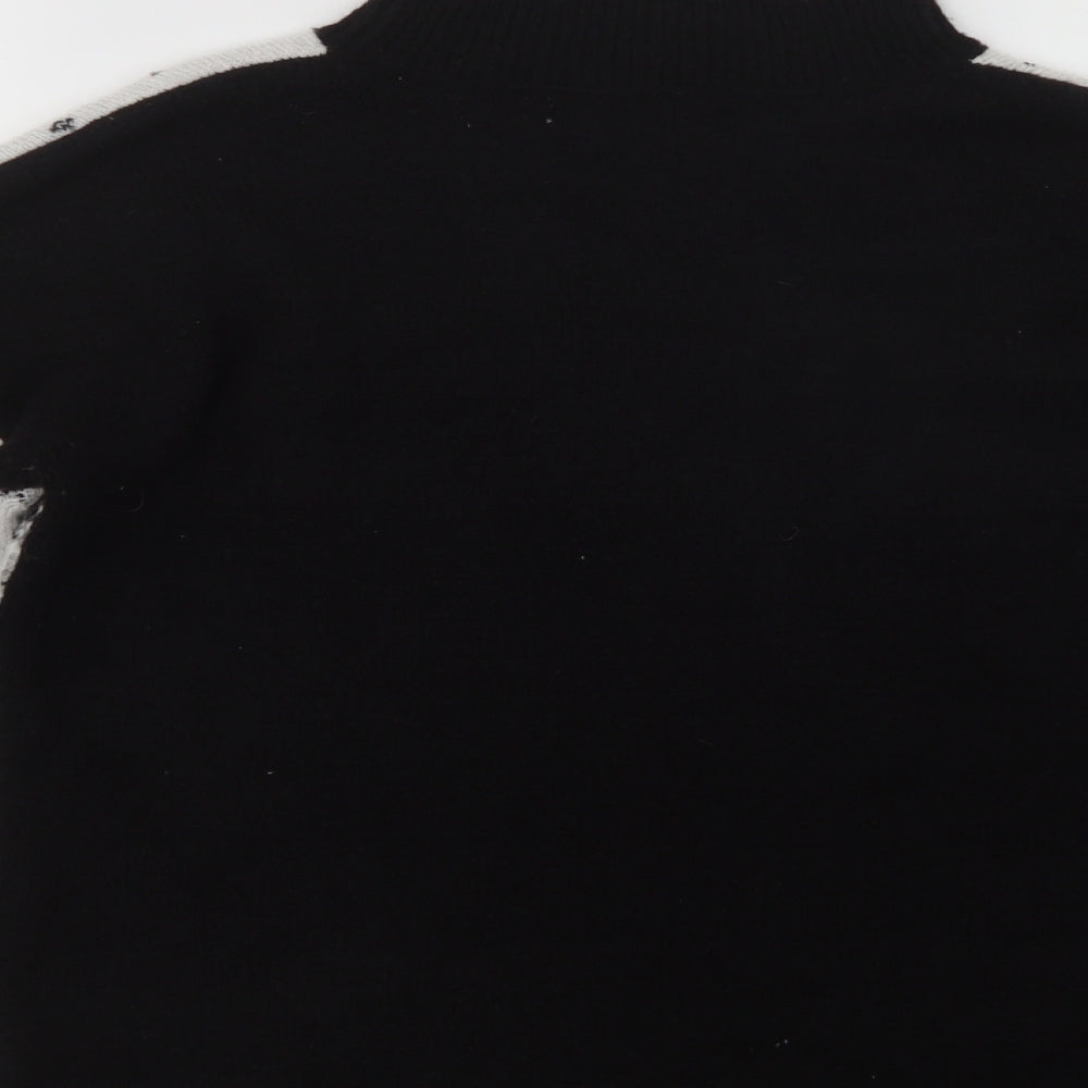 Primark Womens Black Mock Neck Fair Isle Acrylic Pullover Jumper Size XS